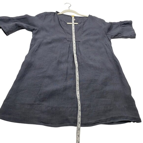 Studio 412 linen made in Maine Gray Linen V-Neck Tunic Top With Ruffle Sleeves S - Picture 8 of 9
